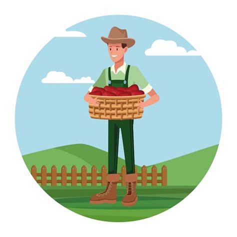 Campesino Trabajando En Campamento De Dibujos Animados Vector Gratis