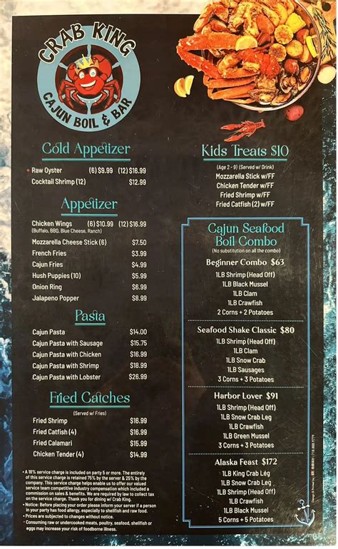 Crab King Cajun Boil And Bar Menus In Tacoma Washington United States