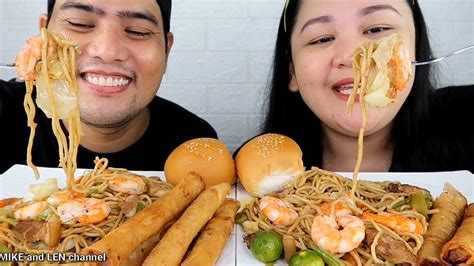 PANCIT CANTON AT LUMPIANG SHANGHAI MERIENDA MUKBANG FILIPINO FOOD