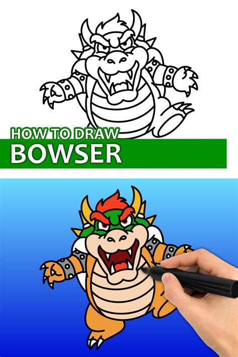 How To Draw Bowser From Mario Np