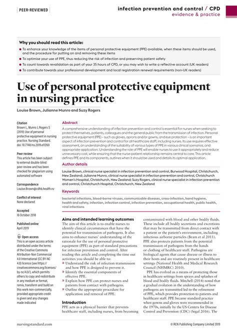 Pdf Use Of Personal Protective Equipment In Nursing Practice