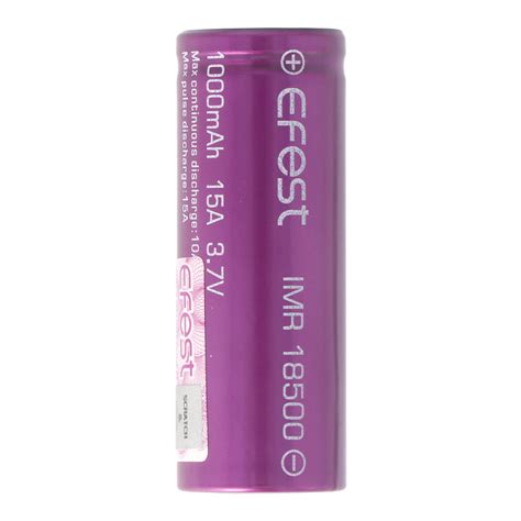 Efest Purple IMR18500 1000mAh 3 7V pôle positif à plat non protégé