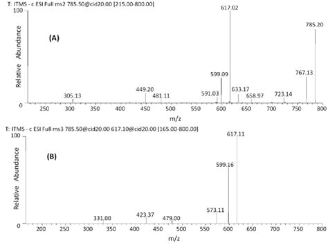 Negative Ion Esi Ms N Spectra Of B Type Dimer A Ms 2 Of Mz 785