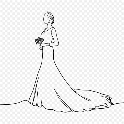 Wedding Line Drawing Solemn Bouquet Wedding Line Draw Solemnity Png