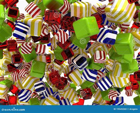 Colorful Abstract Cubic Shapes or Bonbons Isolated Stock Illustration - Illustration of dessert ...