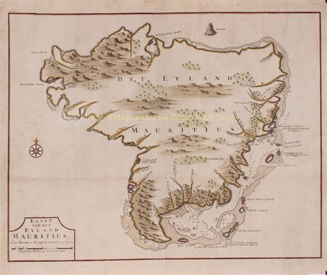 Oude Antieke Kaart Mauritius Voc E Eeuw Originele Gravure