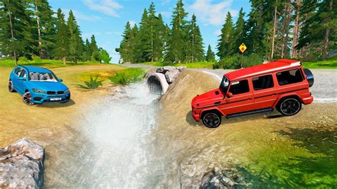 Cars Vs Fast Flowing River Beamng Drive Youtube