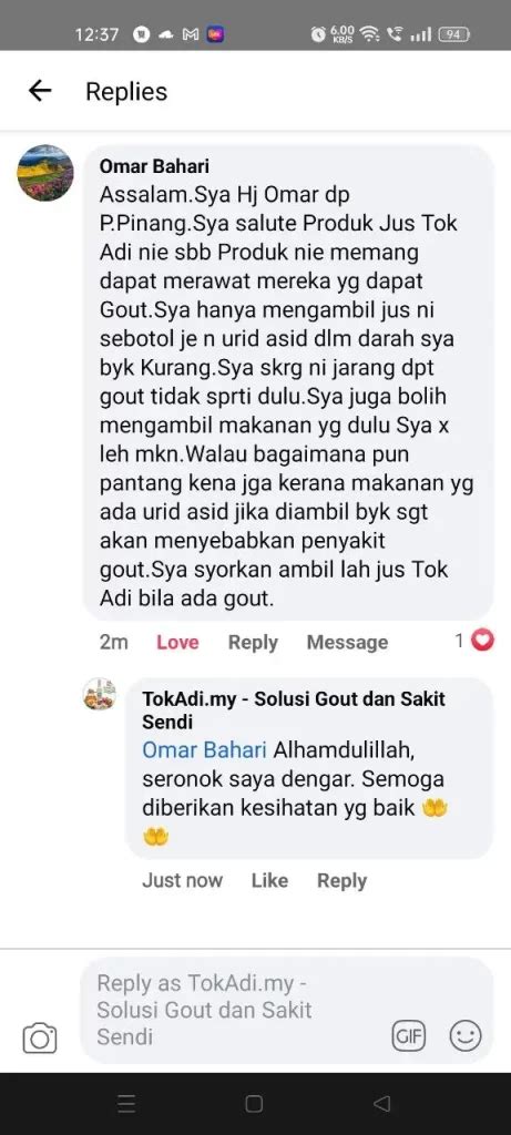 Review Pengguna Jus Tok Adi Untuk Masalah Gout Jus Tok Adi