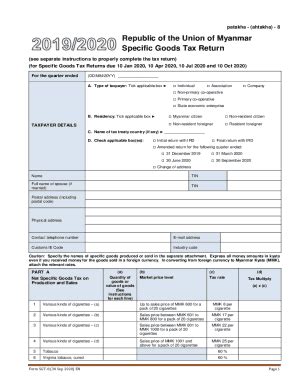 Fillable Online Republic Of The Union Of Myanmar Specific Goods Tax