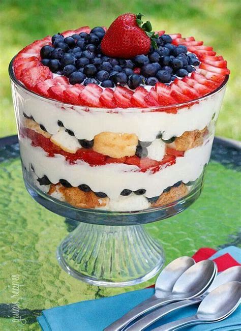 Strawberry Cream And Blueberry Trifle Angel Food 4th Of July Desserts Trifle Recipe