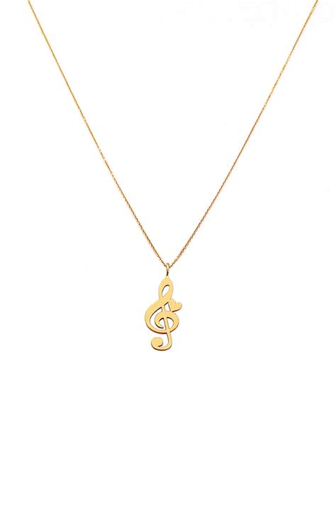 14K Gold Music Note Necklace Treble Clef Charm Necklace Etsy