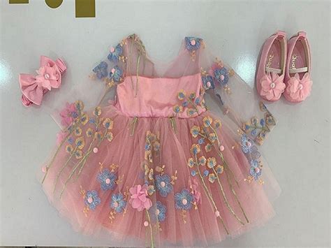 Baby Girl Pink Dress Set Pink Floral Baby Set Shoes Buckle - Etsy