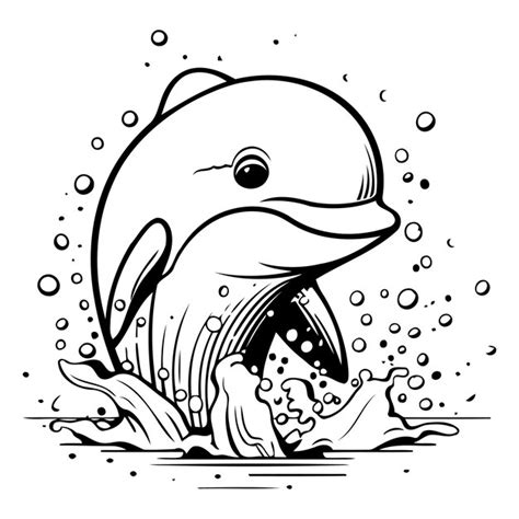 Premium Vector Cute Cartoon Whale Swimming In The Water Hand Drawn