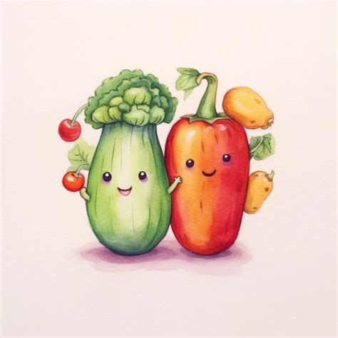 Premium Photo A Drawing Of A Vegetable And A Smiling Face With Eyes