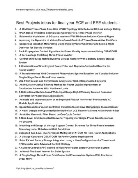 Best Projects Ideas For Final Year Ece And Eee Students Pdf