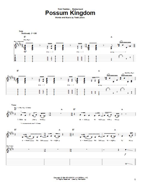 Possum Kingdom by Toadies - Guitar Tab - Guitar Instructor