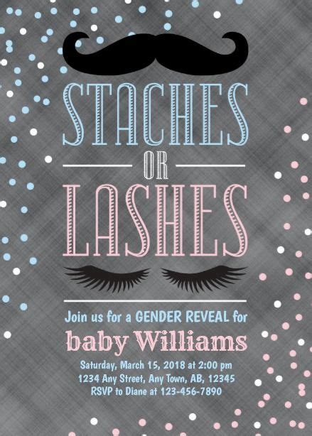 Staches Or Lashes Gender Reveal Invitation Ideas Gender Reveal