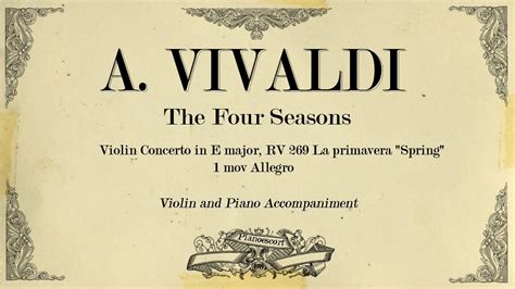 A Vivaldi Violin Concerto In E Major The Four Seasons Spring Mov