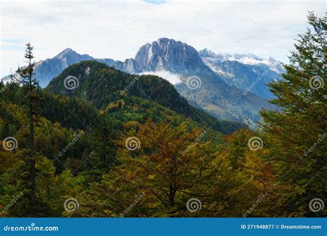 Autumn Colours In The Julian Alps From Mangart Panorma Road In Slovenia