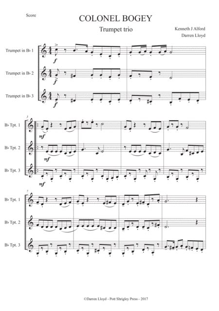 Colonel Bogey Trumpet Trio Trumpet Trio Digital Sheet Music