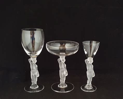 Bacchus Frosted Male Nude Stem Crystal Stemware 5 Pc Lot Water Etsy