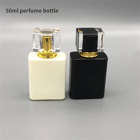 Frasco De 50ml De Perfume Premium Refilável Vidro Preto Wjhite Spray