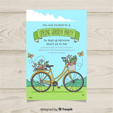 Free Vector Hand Drawn Bike Garden Party Poster