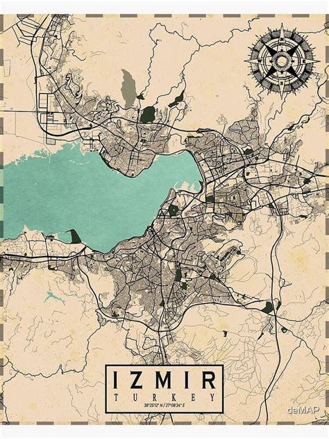 Vintage Izmir City Map Poster