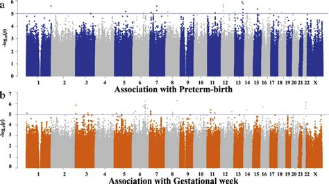 Manhattan Plots Of The Gwas Data Each Dot Represents A Variant The