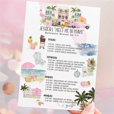 Bachelorette Weekend Itinerary Las Vegas Template Printable Etsy