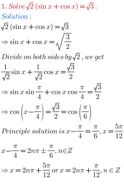 Trigonometric Equationsintermediate Mathematics First Year 1 A Chapter