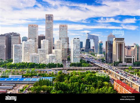 Beijing China Modern Financial District Skyline On A Nice Day With