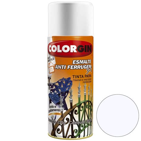 Tinta Spray Esmalte Anti Ferrugem Branco Brilhante Ml Colorgin