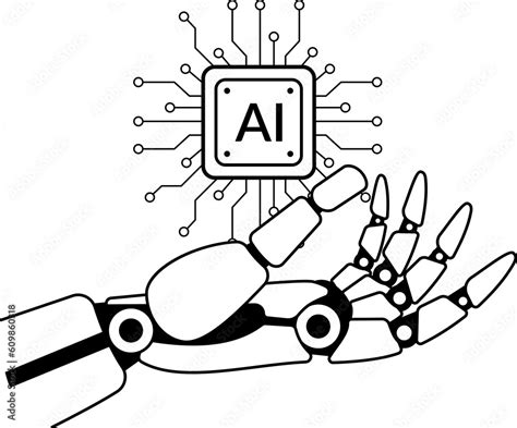 Robot Hand Holding Artificial Intelligence Chip Robot Hand Machine