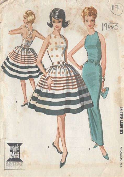 1963 Vintage Sewing Pattern Dress B32in 171 The Vintage Pattern Shop