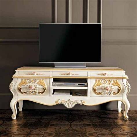 TV Stand With Case Solid Wood Villa Venezia Modenese Gastone Luxury