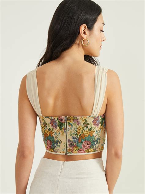 Multi Color Floral Tapestry Corset Top Altard State