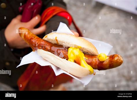 Germany, german style large hotdog Christmas Markets; Berlin Stock ...