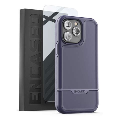 Encased Rebel Case With Screen Protector For Iphone 14 Pro Purple