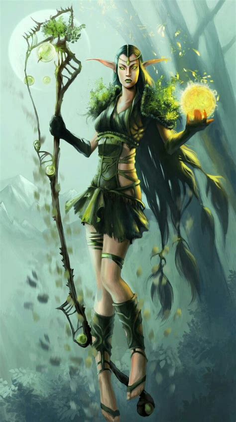 Female Elf Druid Pathfinder Pfrpg Dnd Dandd D20 Fantasy Character Art