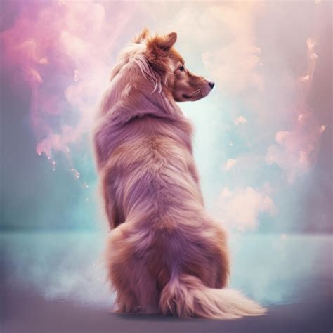 Premium AI Image | A dog sitting on a colorful background