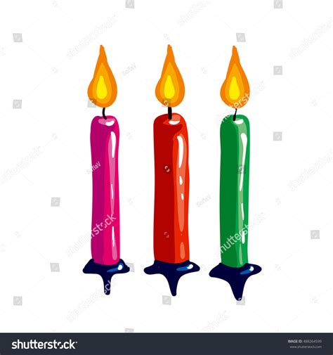 Candles Flame Fire Light Isolated On Stock Vector Royalty Free 488264599