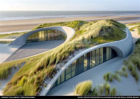 DUNES Stealthy Bioconcrete Villas Based On Mollusk Shells Ostend