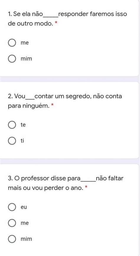 Use Os Pronomes Corretos Para Completar As Lacunas Das Frase