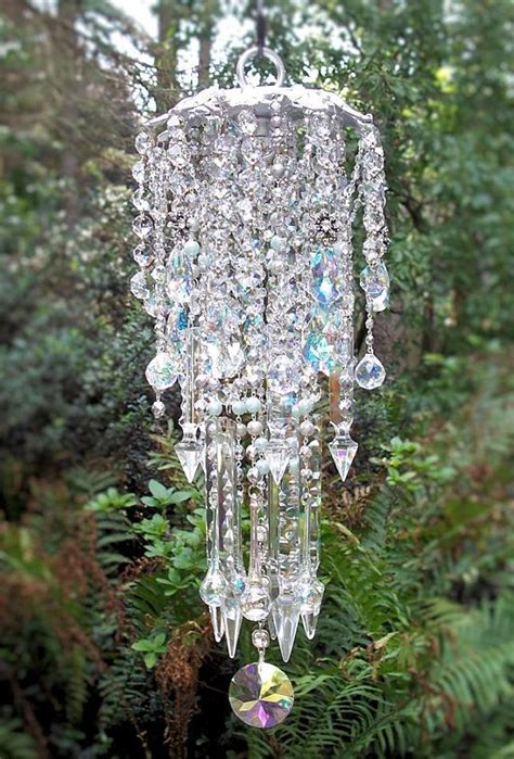 Jeweled Silver Shimmer Waterfall Antique Crystal Wind Chime Etsy