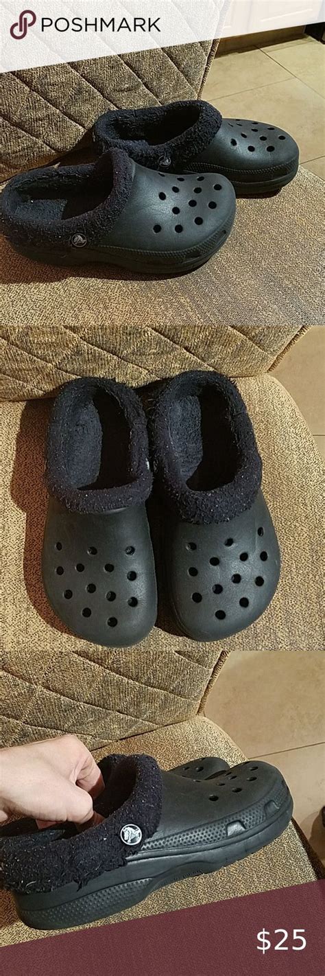 Crocs Mammoth Black Faux Fur Lined Slip On Clogs | Black faux fur, Crocs, Clogs shoes