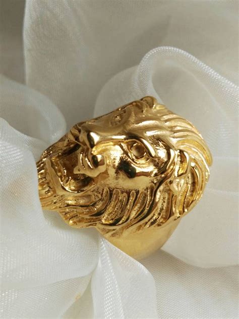 Lion Ring Yellow Gold Ring Stainless Steel Wire Wrapped - Etsy