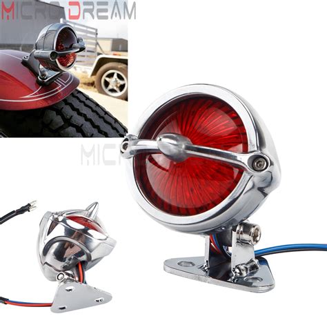 Motorcycle Custom Led Bates Rear Stop Taillight Black Red Lens Cafe