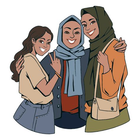 Design PNG E SVG De Hijab Dos Desenhos Animados Das Meninas Para Camisetas