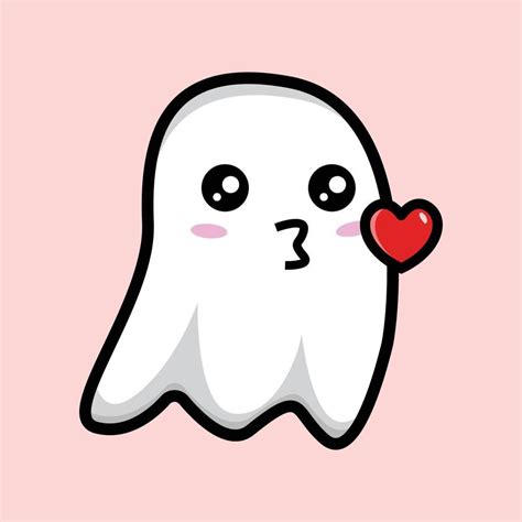 Cute Ghost Love Illustration Graphic Editing Clipart Vector Art